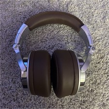 Brown Silver Over-Ear Headphones Headband Ear-Cup Double Earpieces