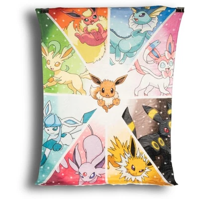 Pokemon Eevee Evolution Blanket Throw Fleece 45" Soft Cozy Bed Couch Throw