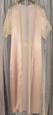 Blanche Vintage Pink Ivory Lace 100 Nylon Sheer Robe Dreamy Romantic Peignoir