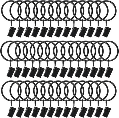 40 Pack Metal Curtain Rings with Clips, Drapery Clips with Rings