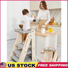 Foldable Toddler Kitchen Tower Adjustable Montessori Stool Non-Skid Step New
