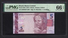 Brazil 5 Reais 2010 P253d Uncirculated Grade 66