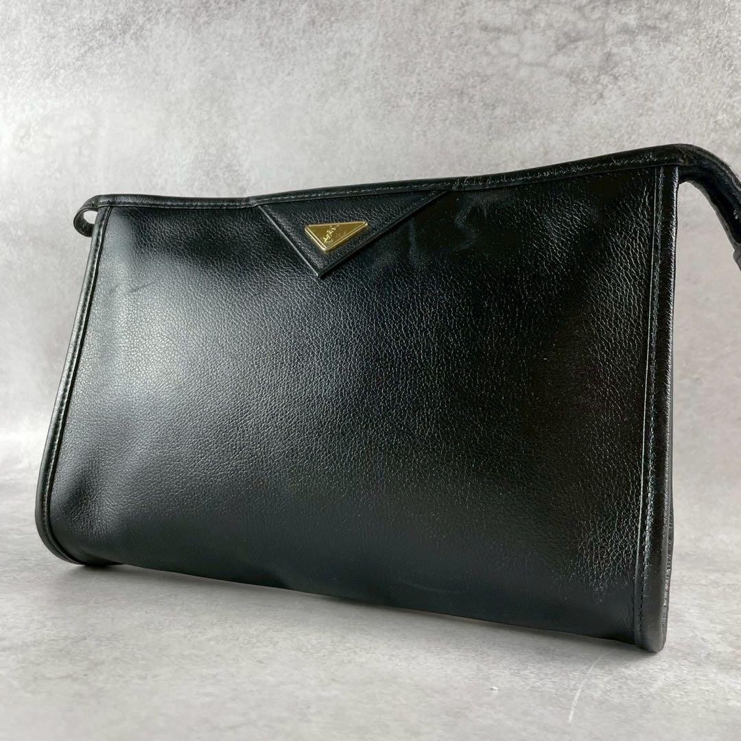 Pochette difficile da ottenere Yves Saint Laurent YSL in metallo pelle nera