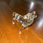 Vtg Art Glass Crystal Clear Wolf Dog Figurine Details Sculpture — photo 2