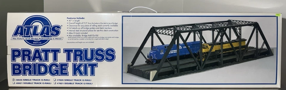Atlas O scale Bridge, Single Track 3-Rail Pratt Truss Bridge Kit, #6920 - Image 2 of 4