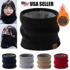 Plush Knitted Scarf Neck Warmer Windproof Snood Thickened Winter Cold Weather US