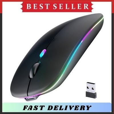 Wireless Bluetooth 5.2 Mouse Rechargeable Silent LED Ultra Thin MacBook iPad