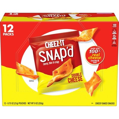 Cheez It Snap D Double Cheese Crackers 0.75Oz Pack Of 12 Crispy Cheese Snack