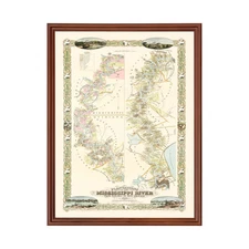 Old Map of Mississippi River Plantations, LA 1858 - Vintage