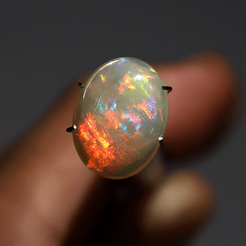 Fuochi d'artificio 4,81 Cts opale etiope naturale qualità AA+ pietra preziosa cabochon ~ 14x11 mm - Foto 2 di 12