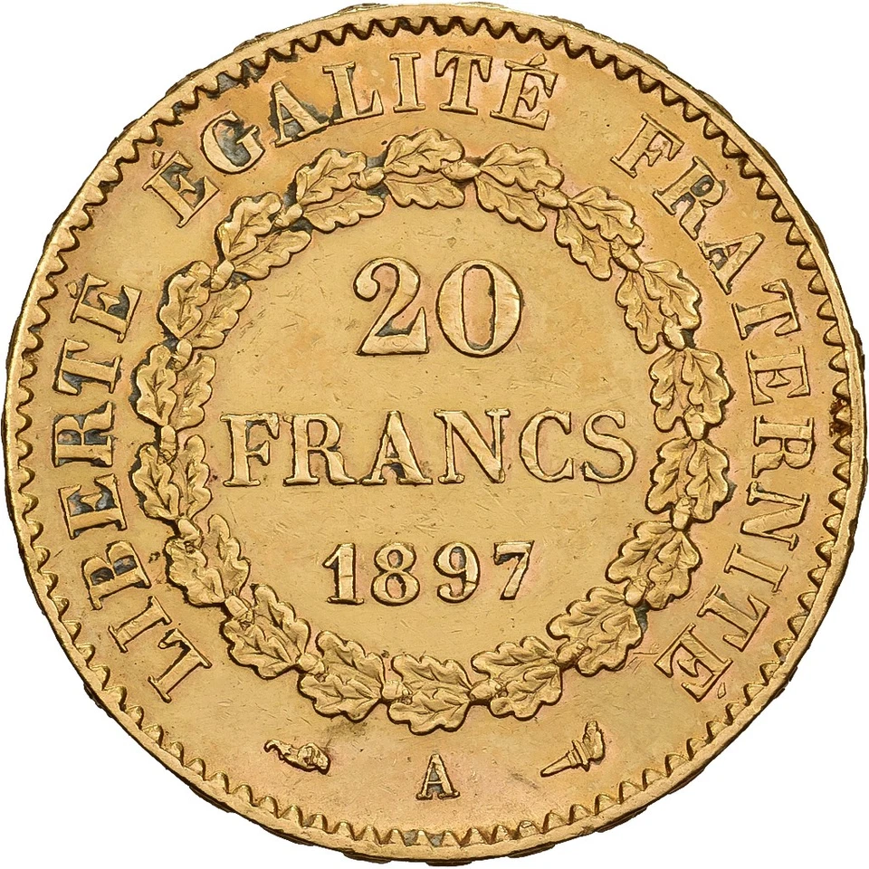 [#1512259] França, 20 francos, Génie, 1897, Paris, Ouro, MS, Gadoury:1063, Le - Imagem 2 de 2