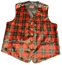 VintageBurton Plaid Geometric Print Suit Vest Mens Small