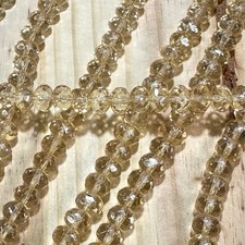 Czech Glass Rondelle Spacer Beads 6x9mm Crystal Champagne tire/donut 28pcs J842