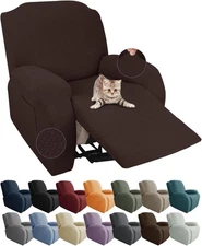 "4-Piece Recliner Chair Covers Stretch Jacquard Recliner, Dark Coffee "