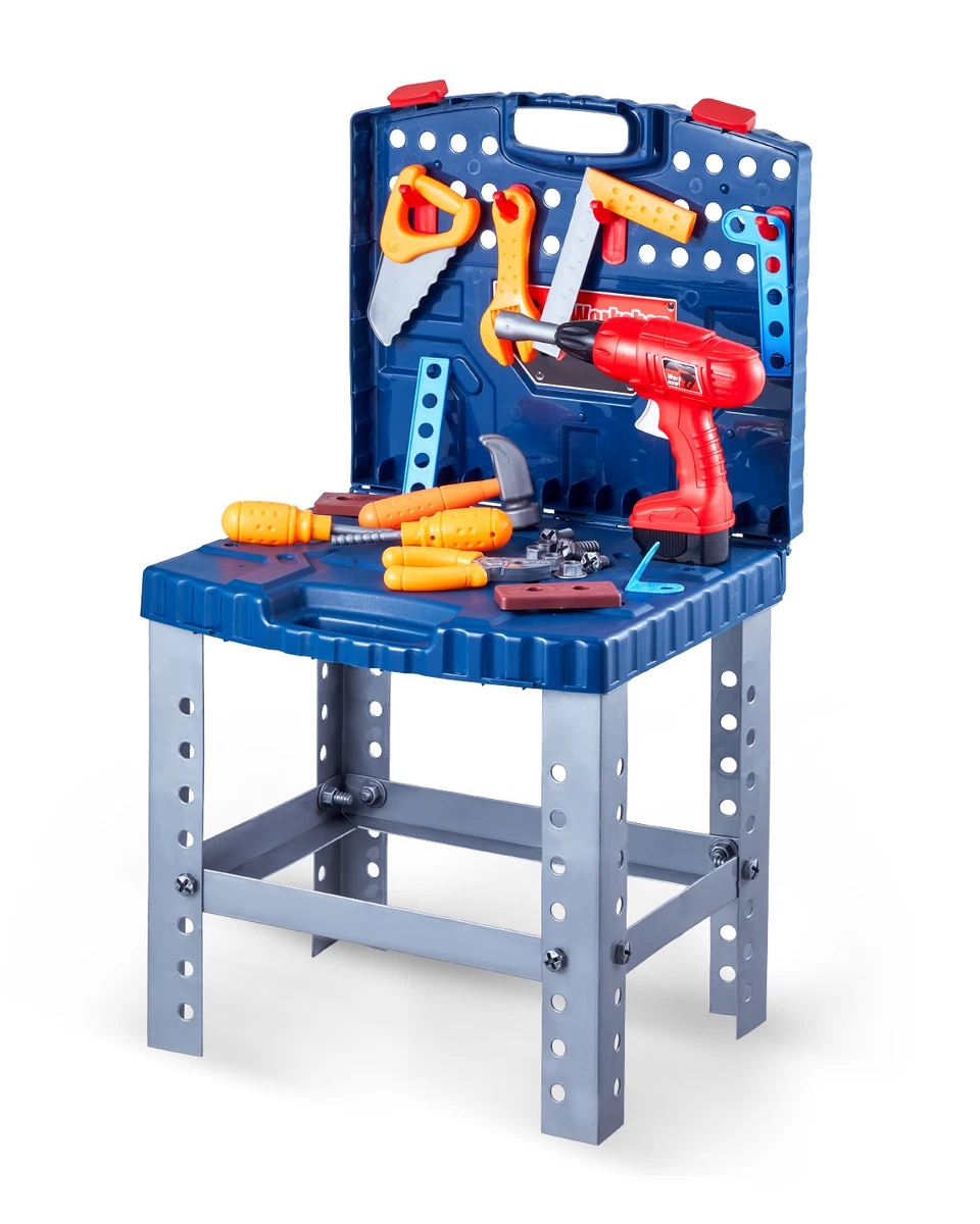 BAKAJI Zaino Porta Attrezzi Giocattolo Per Bambini Con Trapano Avvitatore Funzionante - Set Utensili Elettrici Con Martello, Pinza, Viti - Gioco Educativo Fai Da Te