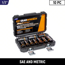 Bolt Biter 1/2 In. Drive Sae/Metric Deep Extraction Socket Set (10-Piece) Free S