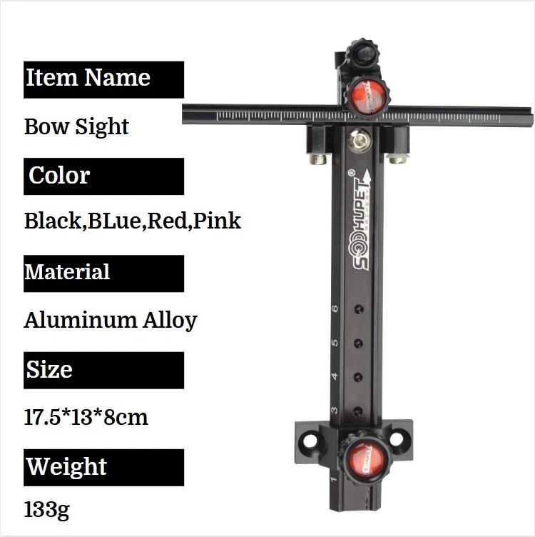 Archery Recurve Bow Sight 6" Adjustable Right Hand Left Hand Shooting Hunting - Image 3 of 4