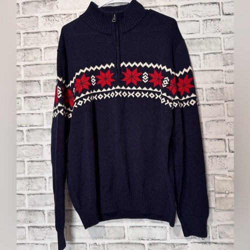 Weatherproof Zip-Up Sweater the holiday sweater szXL 1/4 zip snowflake pattern