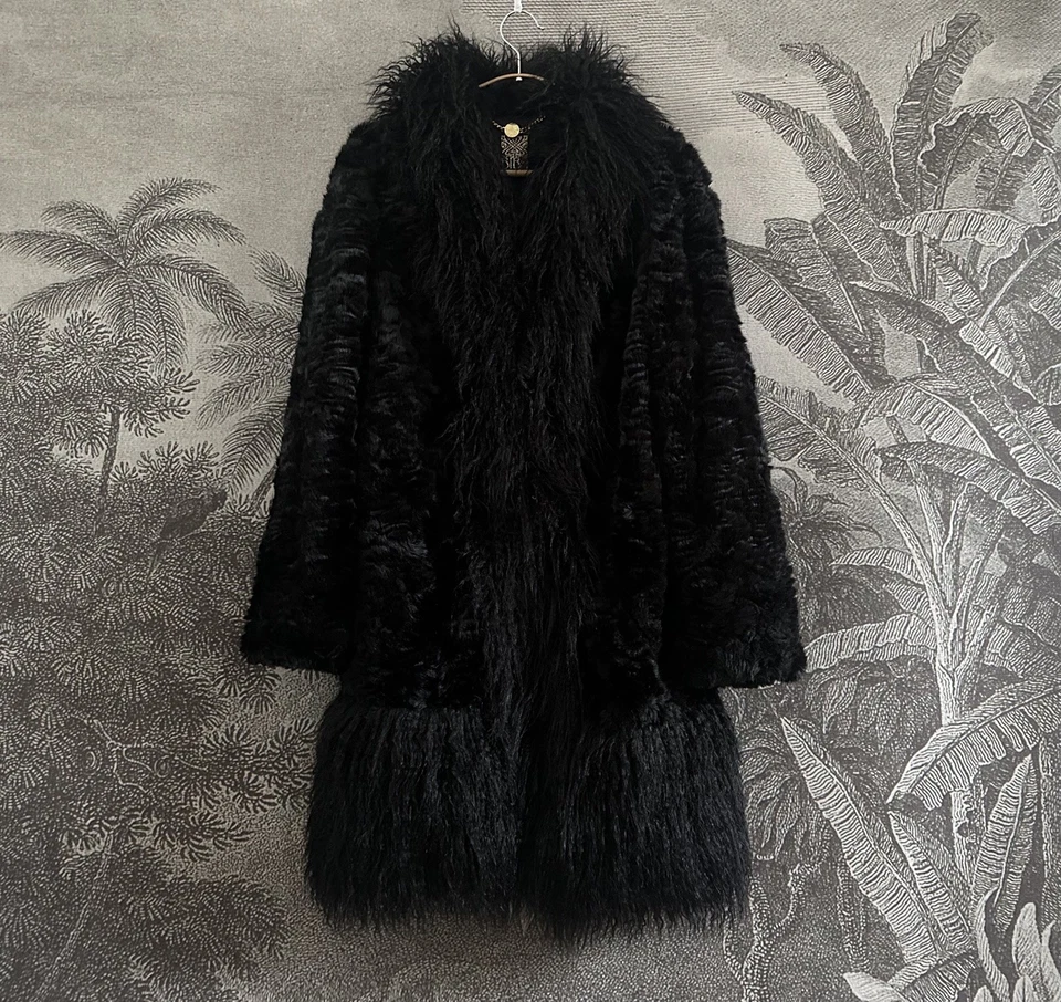 Biba Black Afghan Coat NEW TAGS£199 Penny Lane Long Faux Fur Hippy Boho Goth 10 - Image 2 of 4