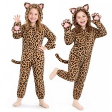 Halloween Black Cat Costume for Girls, Kids Cheetah Costume M 7-8Y Leopard