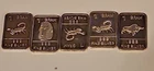 5 Silver Bars 1 gram each of .999 Fine Precious Metal Bull Scorpion King Tut