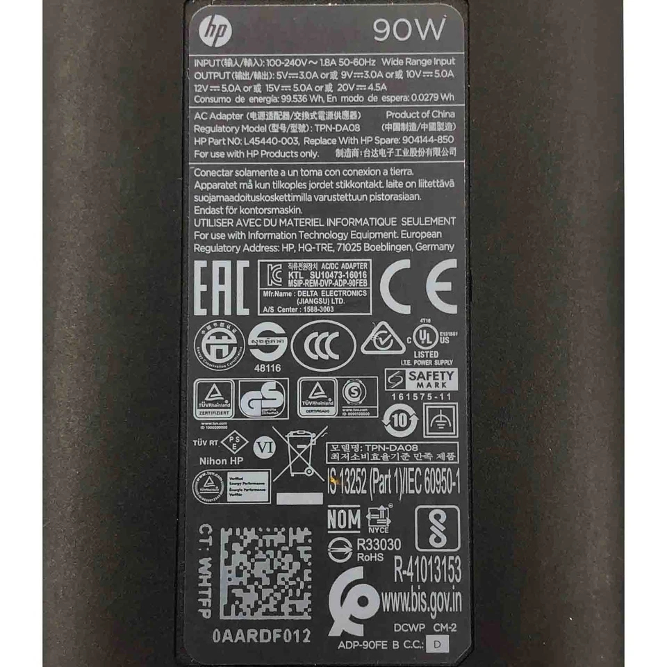 Genuine HP 90W USB-C TPN-DA08 AC Power Adapter 904082-003 904144-850 2LN85AA OEM - Image 2 of 4