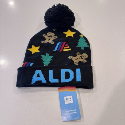 #ad #ad ALDI Gear Black Christmas Tree Beanie Hat 2024 Pom Pom New NWT $7.99