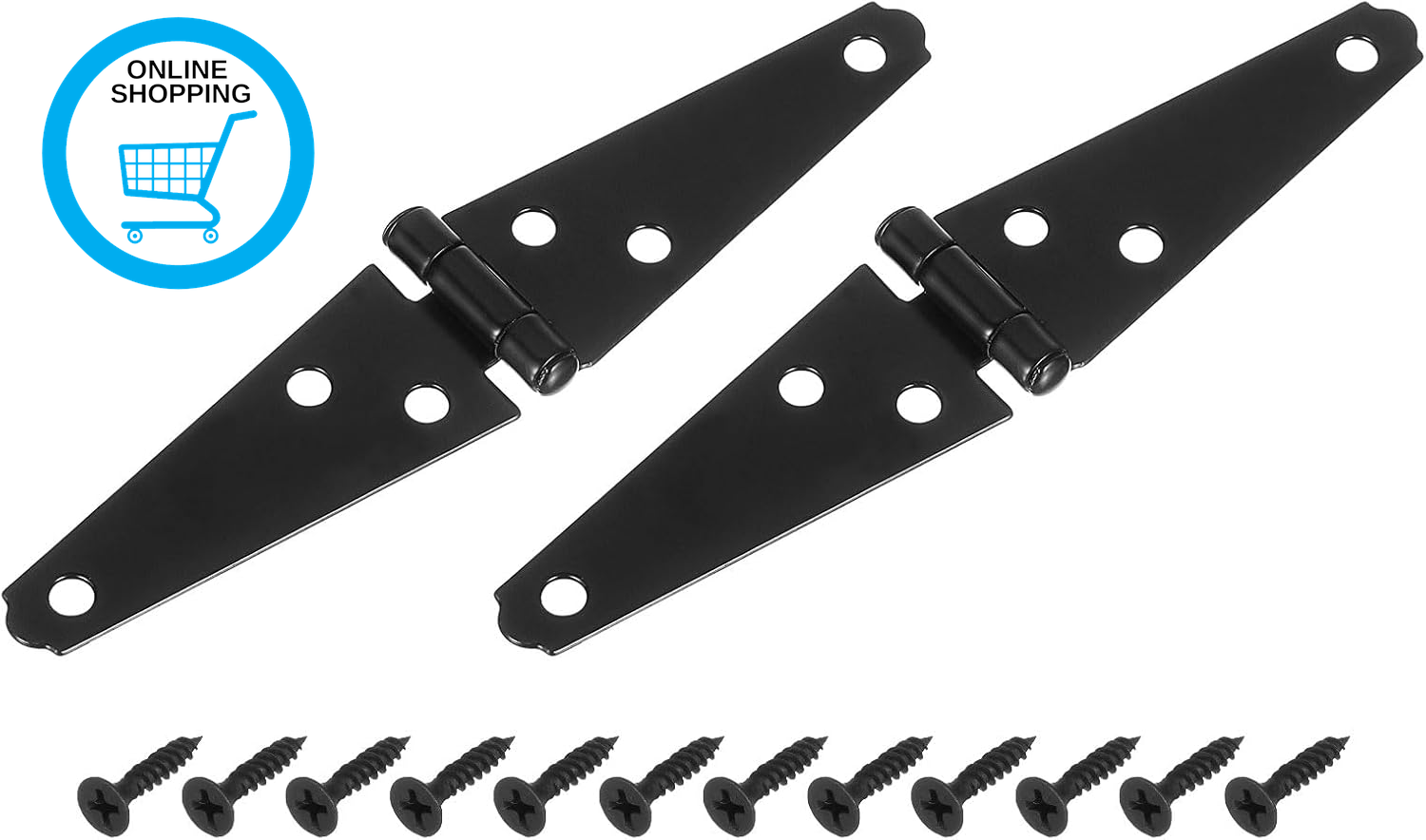 2Pcs Strap Hinges, 3 Inch Shed Door Hinges Heavy Duty Gate Hinge Tee Hinge with