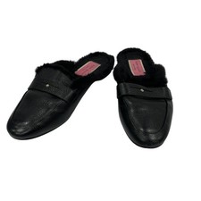 Kate Spade New York Caelyn mules Black Pebbled Leather Faux Fur Loafe 8B