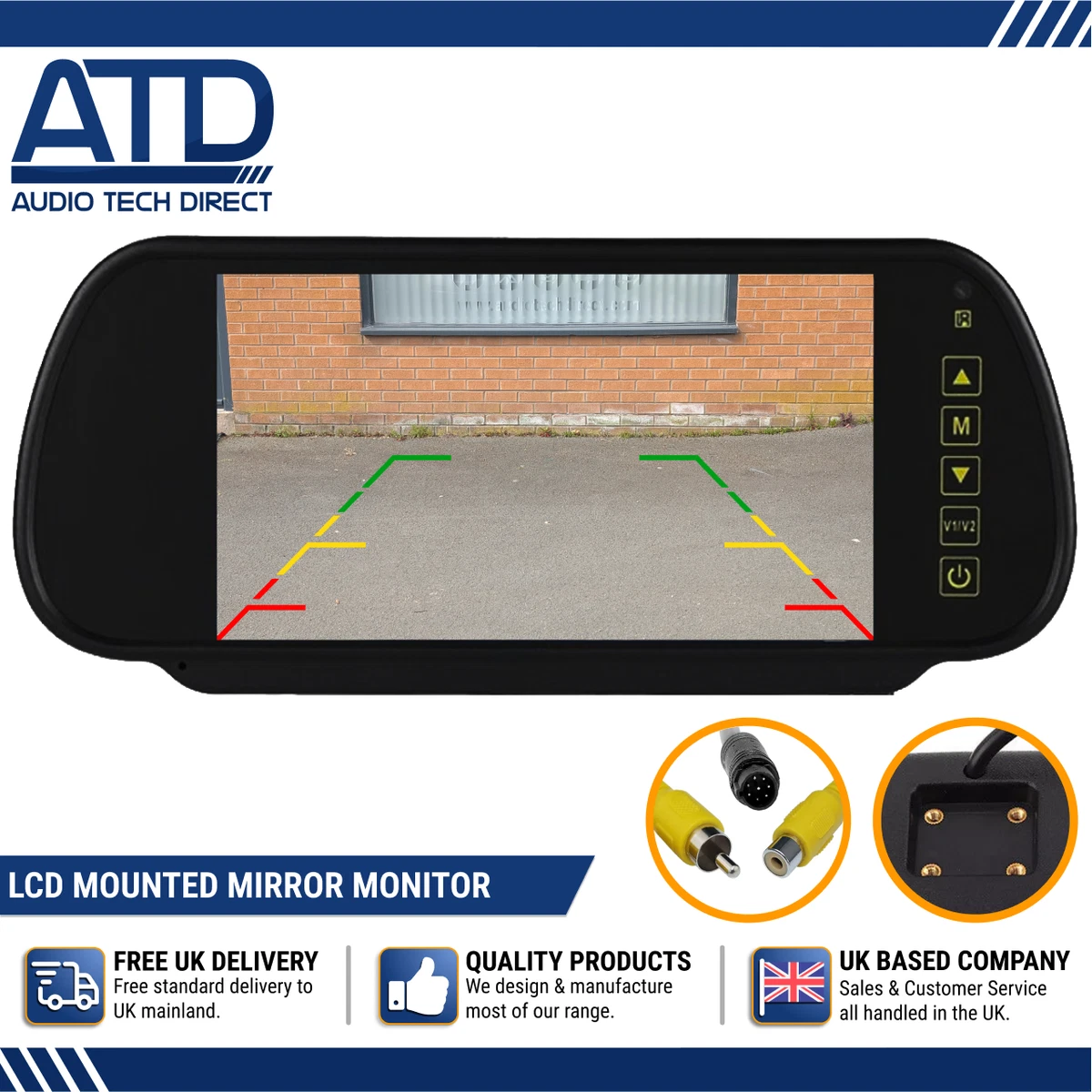 SIXRUN Kit Monitor 4,3'' + Telecamera Retromarcia Visione Notturna 8 LED – Impermeabile IP68, Doppio Ingresso AV - 2