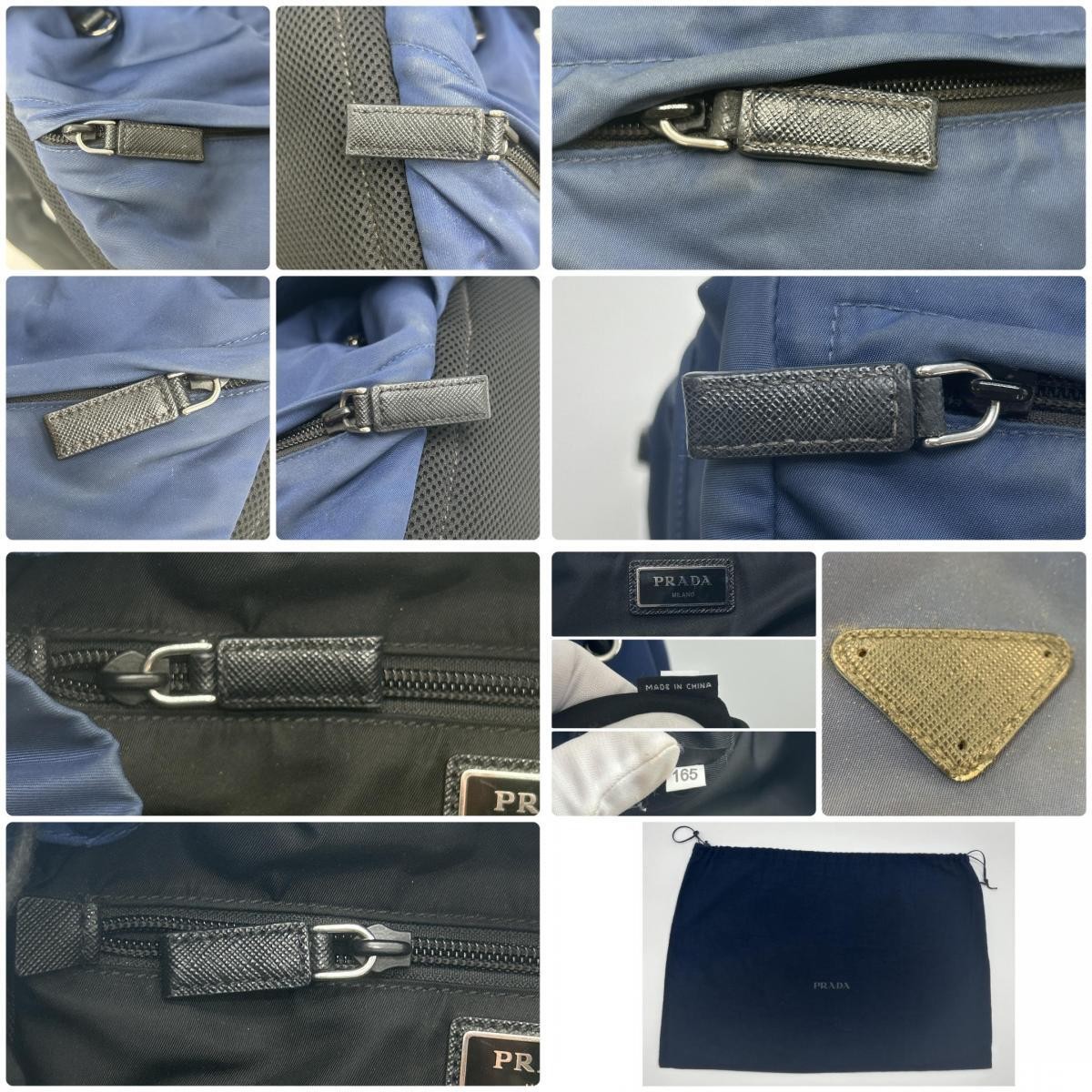 PRADA 2VZ135 Tessuto Nylon Rucksack Backpack Travel Bag Triangle Logo Plate Navy thumbnail 9