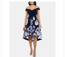 Xscape Evenings Patricia Floral Organza Navy Cocktail Dress| 2