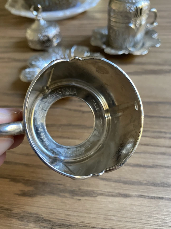 Турецкий османский кофейный набор чайная чашка и блюдца с крышкой металлический рукав чашки комплект - Изображение 4 из 4