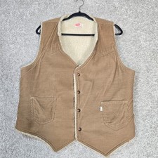 Vintage Levis corduroy vest sherpa lined Mens Large Made In USA snap button