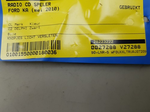 Radio lettore CD Ford KA 2 7354765220 28223222 Delphi - Foto 8 di 8