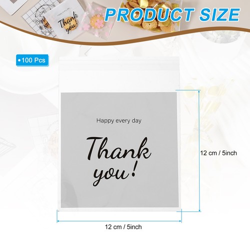 Cookie Treat Bags, 5" x 5" 100 Pcs Clear Self Sealing Bags OPP Bags - Picture 2 of 6