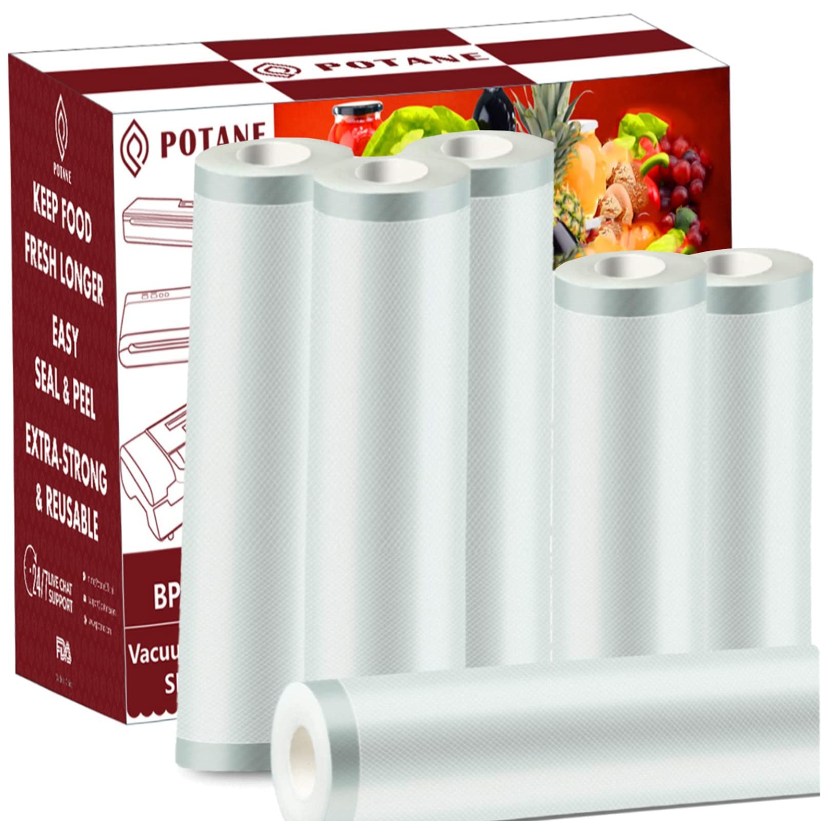 6 Pack 11x20 and 8x20 Thickened Vacuum Sealer Bags 3 Rolls Each Smel...  