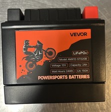 VEVOR Motorcycle Battery 12 Volt 2Ah LiFePO4 Lithium Pre-Charged Powersports Bat