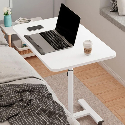 Mobile Overbed Table with Wheels, Height Adjustable Laptop Table with Shelf, ... - Picture 6 of 12