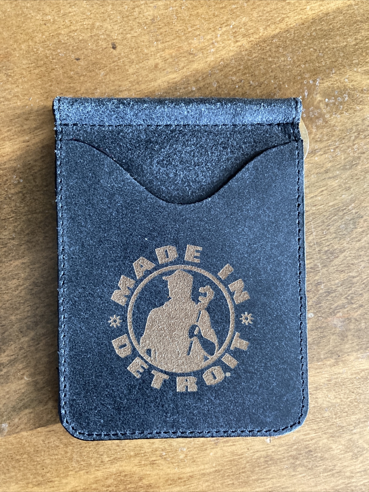 Detroit Made Genuine Leather Money Clip Wallet with Card Holder-image