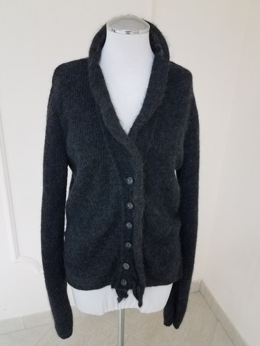 Cardigan maglione Roberto Cavalli bottoni grigio antracite misto mohair taglia 8 M