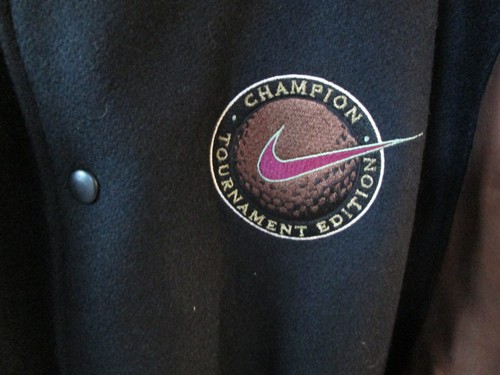 Vintage 90's NIKE Golf Champion Tournament Edition Black Varsity Jacket XL - Picture 4 of 8