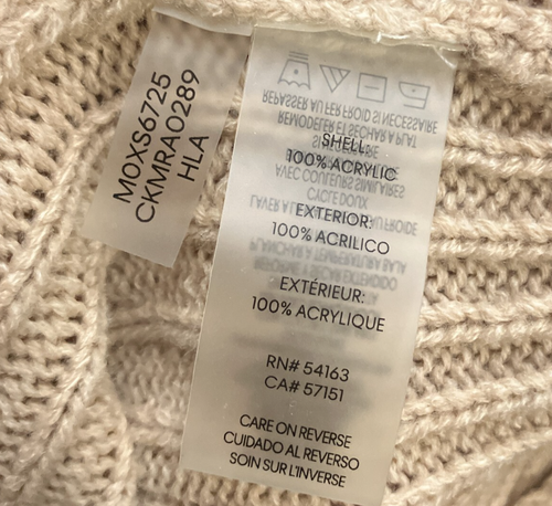 Calvin Klein Size Large L Beige Cream Chain Stitched Cowl Neck Pullover Sweater - Picture 5 of 5
