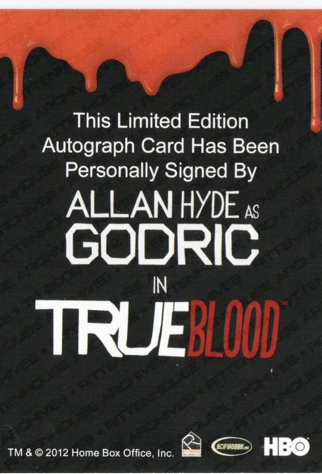 Cartão de autógrafo True Blood Premiere 2012 Allan Hyde como Godric - Imagem 3 de 3