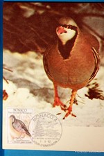 Yt  1318 PERDRIX BARTAVELLE   MONACO  CARTE MAXIMUM 1° JOUR FCP