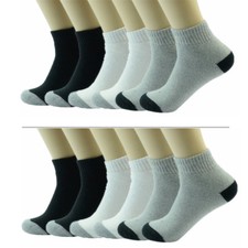 3 Pairs Mens Ankle Quarter Crew 2 Tone Athletic Sports Socks Cotton Size 10-13