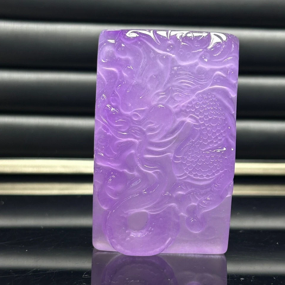 Colgante y collares amuleto dragón jadeíta jade púrpura hielo natural real Foto 3 de 4