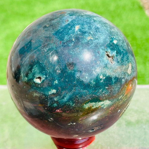 593g Natural Colourful Ocean Jasper Geode Sphere Quartz Crystal Ball Specimen - Picture 6 of 16