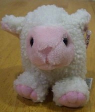 Puffkins PRICILLA THE LAMB 4" White  Pink Plush Stuffed Animal TOY NEW w/ TAG