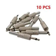 10Pcs 3.5mm 1/8" Mono Male Audio TR Plated Jack Plug Adapter Connector